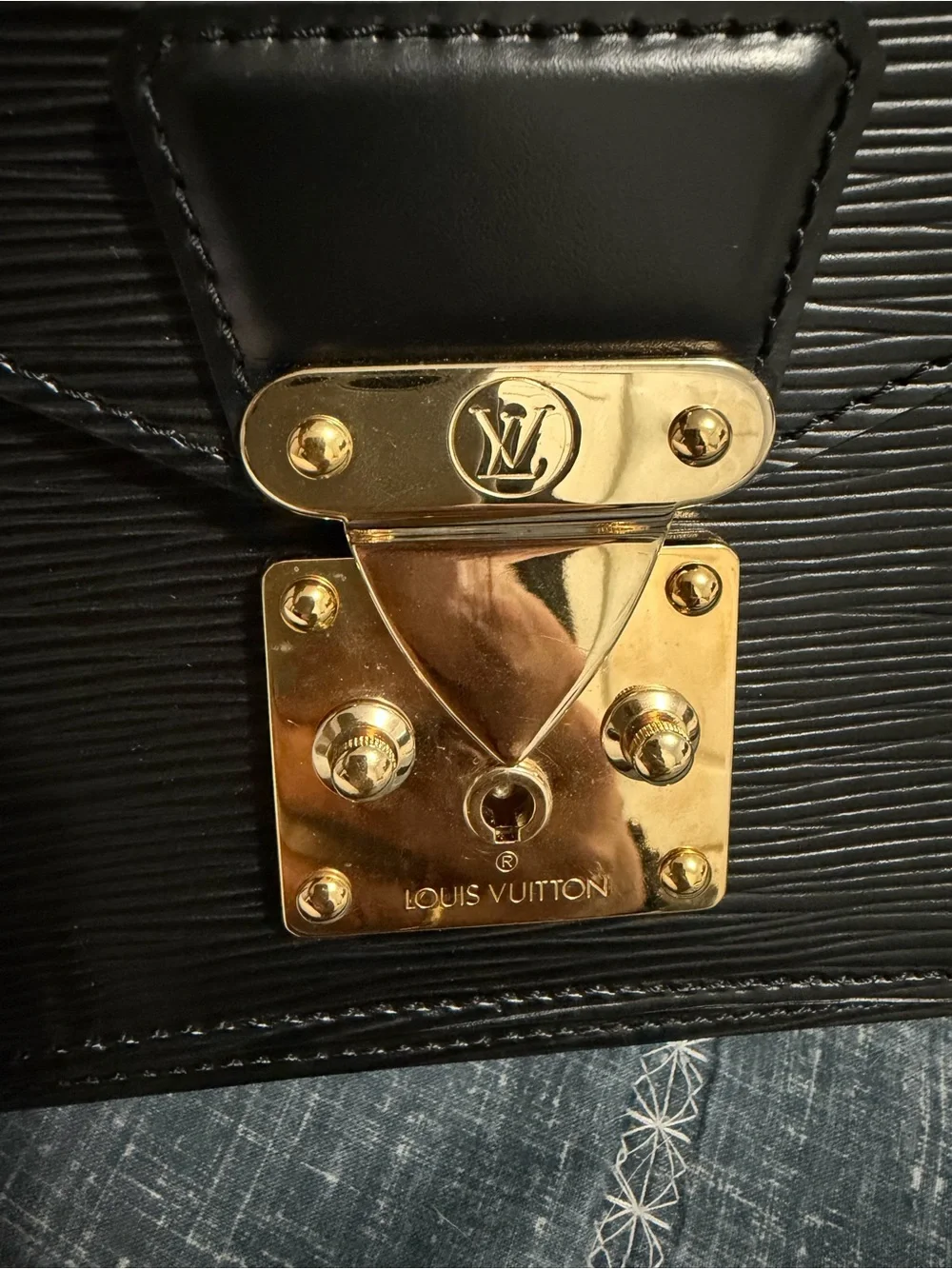 Louis Vuitton Black Epi Leather Monceau Bag